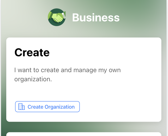Create organization prompt